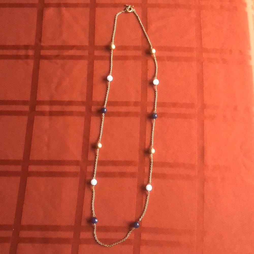 Gold necklace (w blue beads)